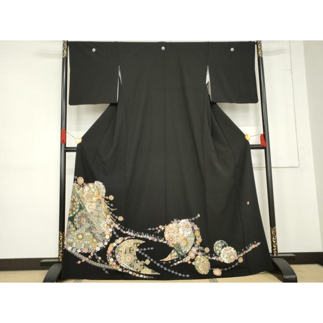 平和屋着物○豪華黒留袖 作家物 松寿 駒刺繍 正倉院鳳凰花文 金彩 正絹