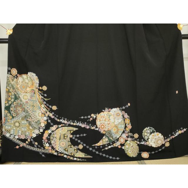 平和屋着物○豪華黒留袖 作家物 松寿 駒刺繍 正倉院鳳凰花文 金彩 正絹