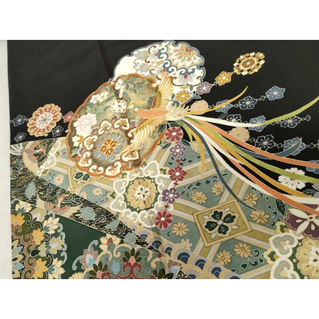 平和屋着物○豪華黒留袖 作家物 松寿 駒刺繍 正倉院鳳凰花文 金彩 正絹