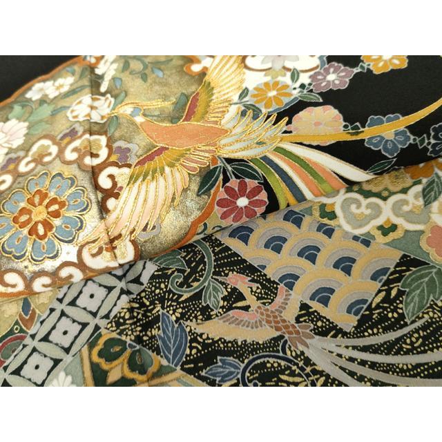 平和屋着物○豪華黒留袖 作家物 松寿 駒刺繍 正倉院鳳凰花文 金彩 正絹