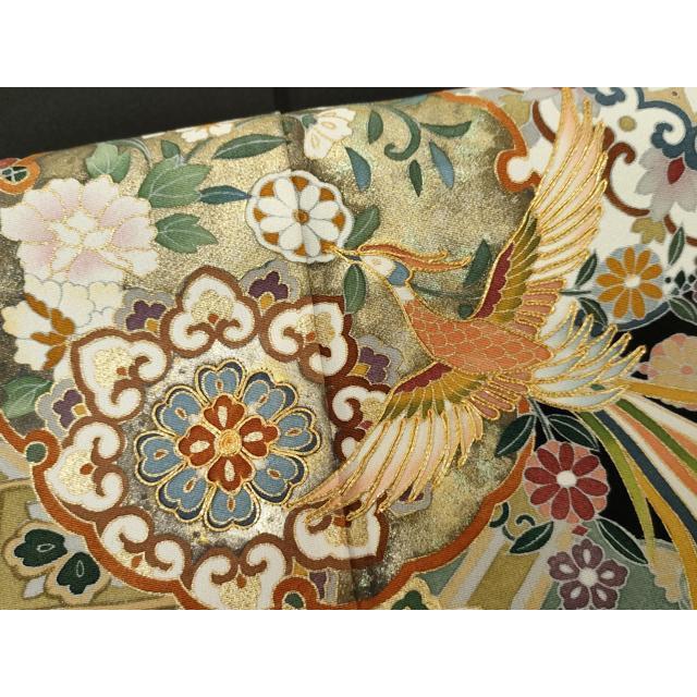 平和屋着物○豪華黒留袖 作家物 松寿 駒刺繍 正倉院鳳凰花文 金彩 正絹