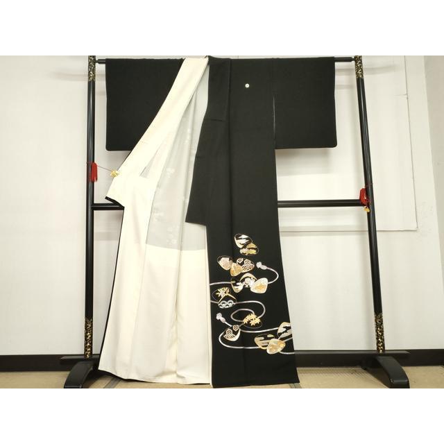 平和屋着物○皇室献上作家 野村静枝 佐賀錦 黒留袖 駒刺繍 貝合わせ 