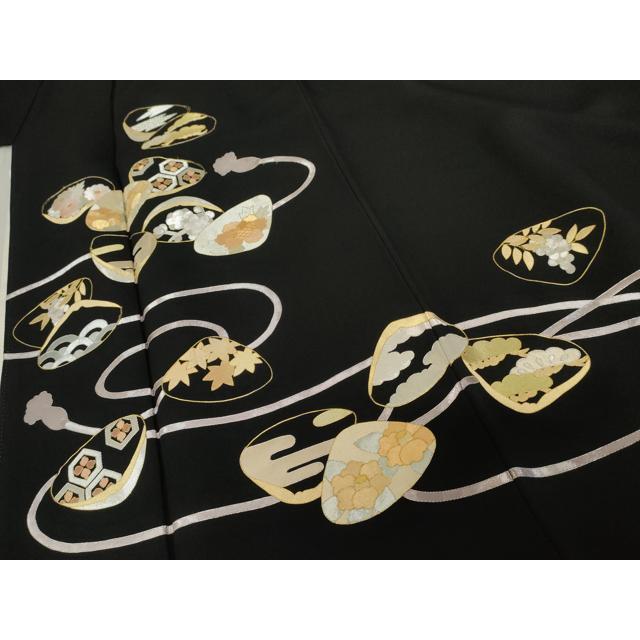 平和屋着物○皇室献上作家 野村静枝 佐賀錦 黒留袖 駒刺繍 貝合わせ 