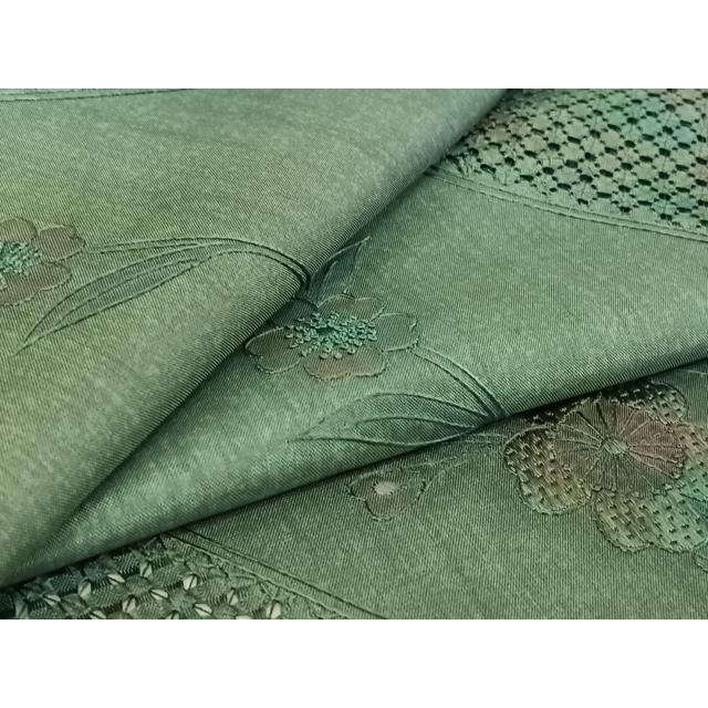 平和屋着物●中国三大刺繍　蘇州刺繍　訪問着　作家物　流水風景草花文　暈し染め　金糸　正絹　逸品　未使用　DABD9390ud 平和屋本店○極上 中国三大刺繍 スワトウ刺繍 汕頭刺繍 訪問着 鴛鴦花