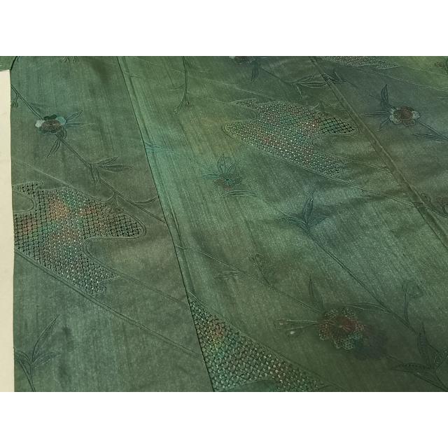 平和屋着物▽訪問着　本場染大島紬　単衣　総刺繍　舞花文　暈し染め　金糸　正絹　逸品　AABE8063jh 平和屋着物○本場大島紬 訪問着 中国三大刺繍 汕頭刺繍 スワトウ刺繍