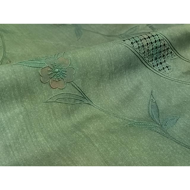 平和屋着物▽訪問着　本場染大島紬　単衣　総刺繍　舞花文　暈し染め　金糸　正絹　逸品　AABE8063jh 平和屋着物○本場大島紬 訪問着 中国三大刺繍 汕頭刺繍 スワトウ刺繍