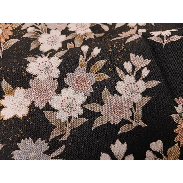 平和屋着物●訪問着　舞花文　暈し染め　黒地　金銀彩　正絹　逸品　AABF0002ph 平和屋着物○訪問着 舞花文 暈し染め 黒地 金銀彩 正絹 逸品