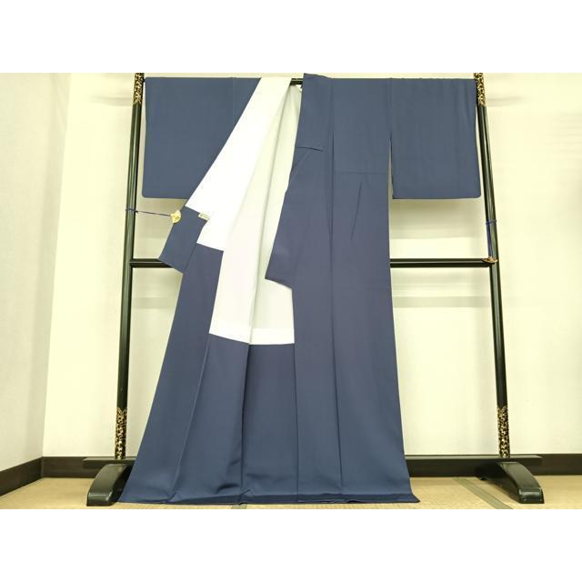 平和屋着物●京友禅　染清水　色無地　青褐色　ロング丈　正絹　逸品　AABF0494fy 平和屋着物○京友禅 染清水 色無地 青褐色 ロング丈 正絹 逸品