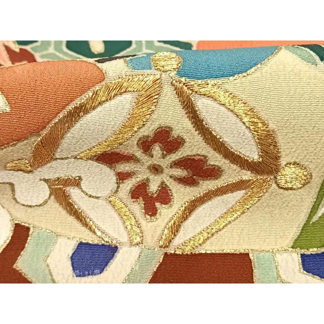 平和屋着物○アンティーク 大正ロマン 黒留袖 刺繍 宝船 暈し染め 金