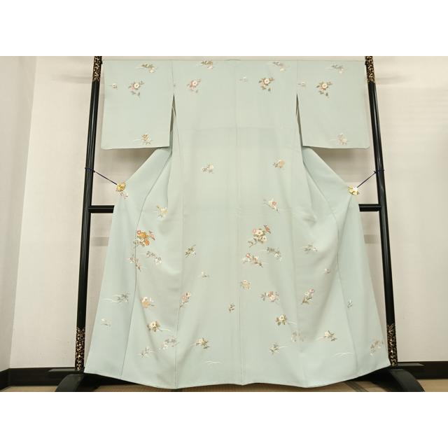 4/30まで 限定‼️激安‼️ 訪問着　友禅　駒刺繍　舞花文　金彩　正絹 平和屋着物○訪問着 友禅 駒刺繍 草花文 金彩 正絹 逸品 AABF0598fy