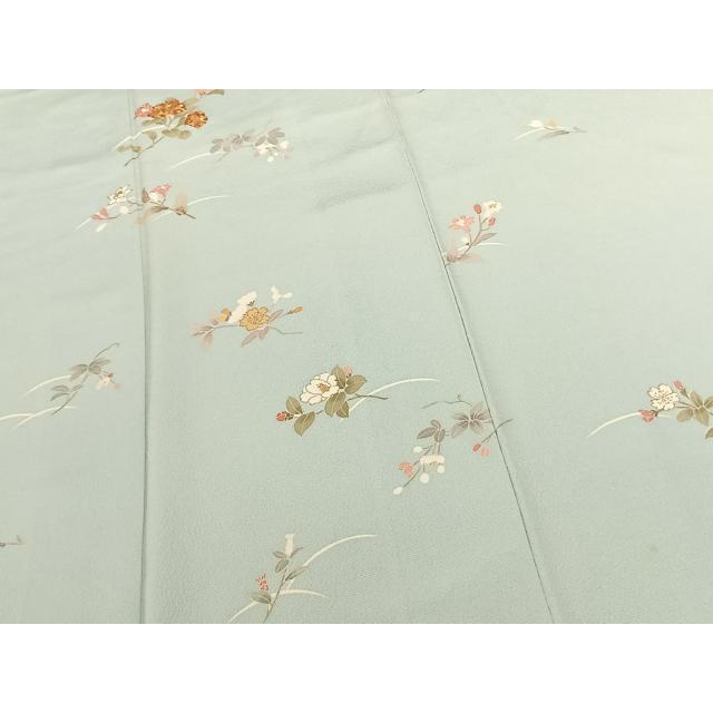 平和屋着物○訪問着 友禅 駒刺繍 草花文 金彩 正絹 逸品 AABF0598fy
