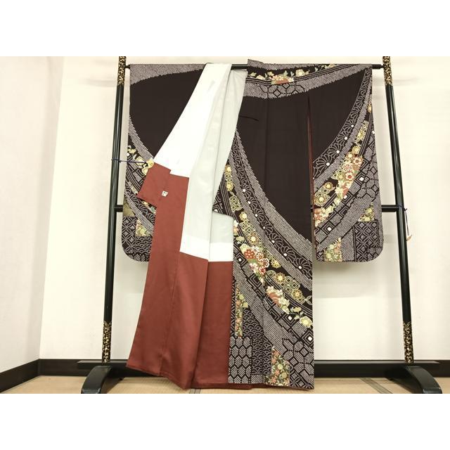 平和屋着物●豪華振袖　駒刺繍　絞り　熨斗花文　金彩　正絹　逸品　AABF0630fy 平和屋着物○豪華振袖 駒刺繍 絞り 熨斗花文 金彩 正絹 逸品