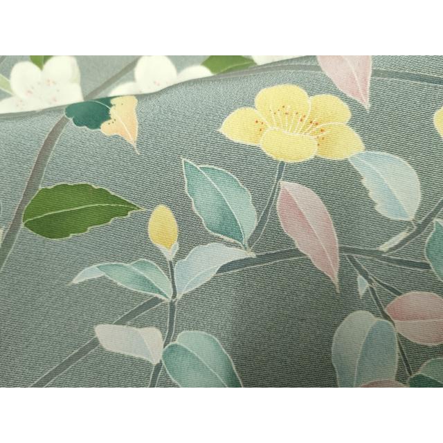 ［ 色留袖/山崎巌 ］正絹　グレー　桜　作家物　落款　一つ紋　友禅　京加賀 平和屋着物○京加賀糸目友禅作家 山崎巌 訪問着 枝花文 正絹 逸品