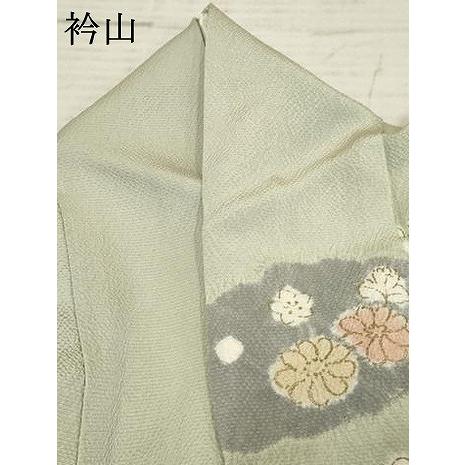 平和屋着物●創業460年・千總　訪問着　駒刺繍　絞り　雲取り草花文　金彩　正絹　逸品　AABF2979cs 平和屋着物○創業460年・千總 訪問着 駒刺繍 絞り 雲取り草花文 金彩