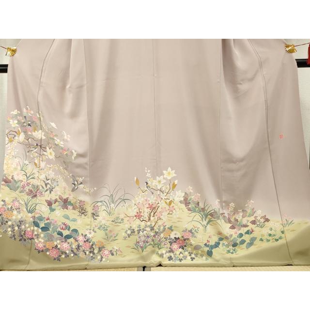 平和屋着物●本加賀友禅作家　百貫華峰　色留袖　花鳥文　正絹　逸品　DABD1696ps 平和屋着物○本加賀友禅作家 百貫華峰 色留袖 花鳥文 暈し染め 正絹