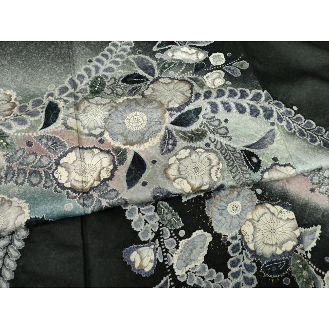 平和屋着物●訪問着　辻が花　暈し染め　銀通し地　正絹　逸品　AABF0903ck 平和屋着物○訪問着 辻が花 暈し染め 銀通し地 正絹 逸品 AABF0903ckの