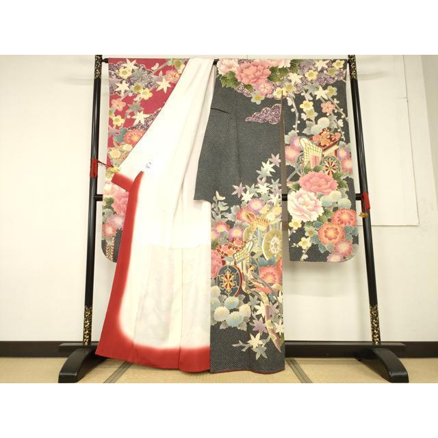 平和屋着物○名門 藤娘きぬたや・総絞り 振袖 御所車花文