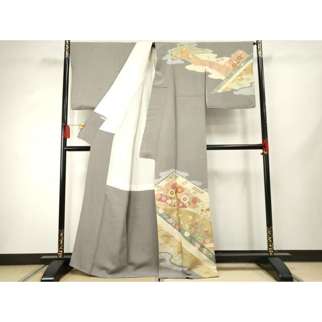平和屋着物●京友禅の第一人者　松井青々　訪問着　駒刺繍　絞り　吉祥草花文　金彩　正絹　逸品　AABF4223cs_1