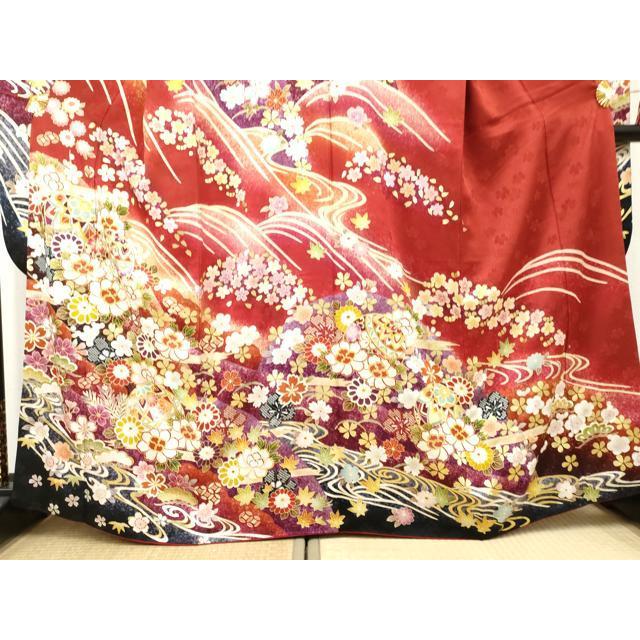 平和屋着物○豪華振袖 駒刺繍 花毬文 暈し染め 金彩 正絹 逸品 