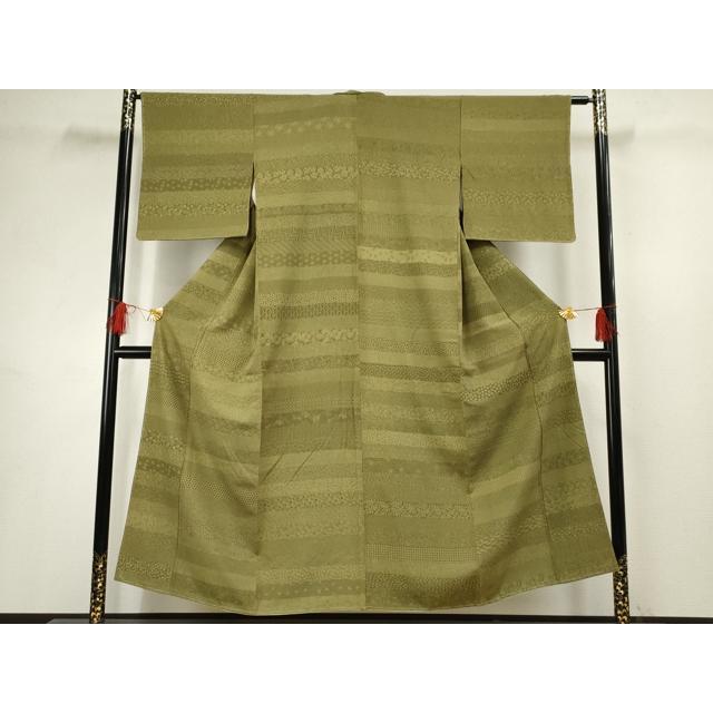 平和屋着物●伝統工芸師　服部光擴　江戸小紋　百柄　吉祥横段文　正絹　逸品　未使用　AABF5169cs 平和屋着物○伝統工芸師 服部光擴 江戸小紋 百柄 吉祥横段文 正絹 逸品