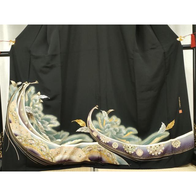 新品未使用　山本寛斎デザインkansai 花モチーフ 黒色平皿 箱付き 平和屋着物○世界的ファッションデザイナー 山本寛斎 kansaiブランド