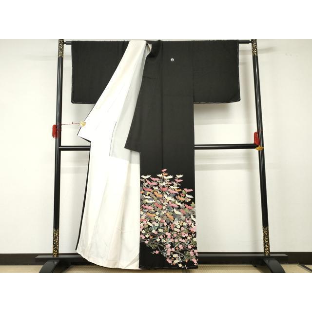 平和屋着物○豪華黒留袖 友禅 作家物 花松文 正絹 逸品 未使用