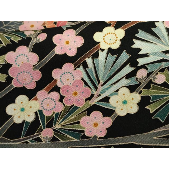 平和屋着物●豪華黒留袖　友禅　作家物　花松文　正絹　逸品　未使用　AABF5248cs 平和屋着物○豪華黒留袖 友禅 作家物 花松文 正絹 逸品 未使用