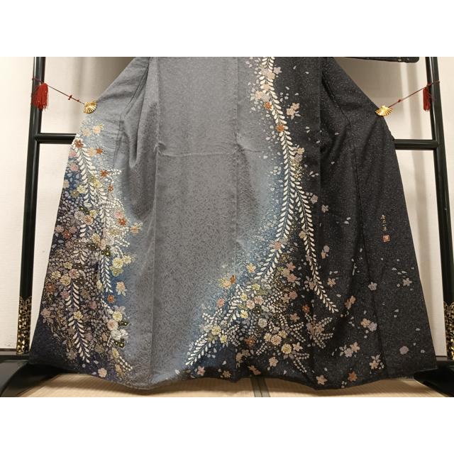 平和屋着物●吉乃一廉　幻の辻が花　訪問着　絞り　暈し染め　金彩　銀通し地　正絹　逸品　AABF5359ph 平和屋着物○吉乃一廉 幻の辻が花 訪問着 絞り 暈し染め 金彩 銀通し地