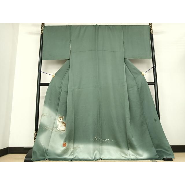 平和屋着物○訪問着 作家物 手描き 猫 毬 暈し染め 金銀彩 ロング丈 