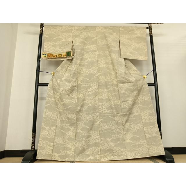 平和屋着物●結城紬　100亀甲　雲取り文　証紙付き　正絹　逸品　未使用　AABF5475fy