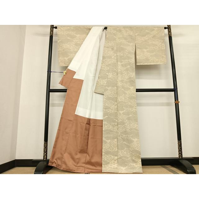 平和屋着物●結城紬　100亀甲　雲取り文　証紙付き　正絹　逸品　未使用　AABF5475fy