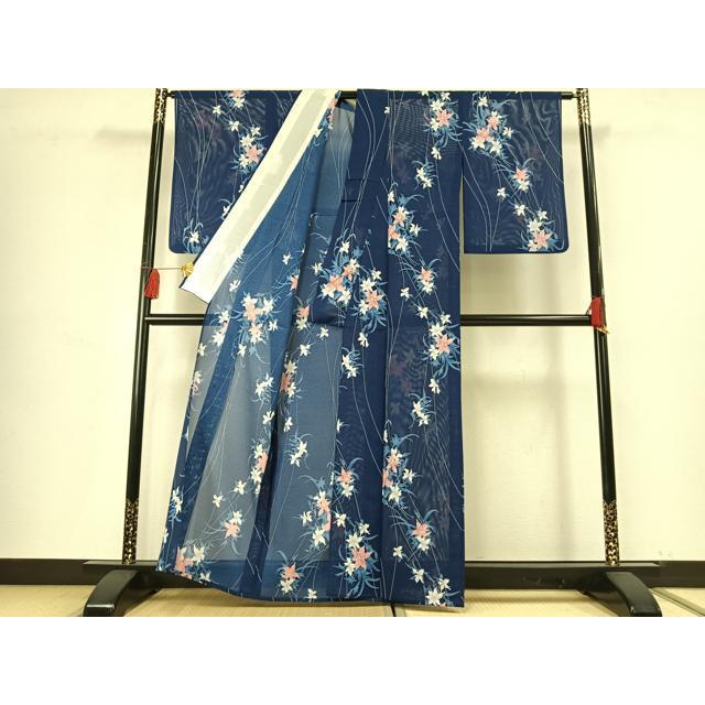 平和屋着物＊夏物 小紋 絽 草花文 洗える着物 AABF5785fy : 平和屋