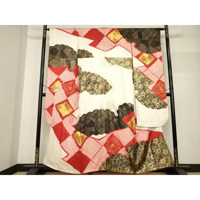 平和屋着物●豪華振袖　駒刺繍　絞り　花菱文　金彩　正絹　逸品　AABF7071ck 平和屋着物○豪華振袖 駒刺繍 絞り 花菱文 金彩 正絹 逸品 AABF7071ck