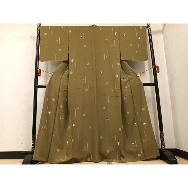 平和屋着物●上質な小紋　雪輪　兎　打ち出の小槌　独楽　正絹　逸品　未使用　AABF8094ph_1