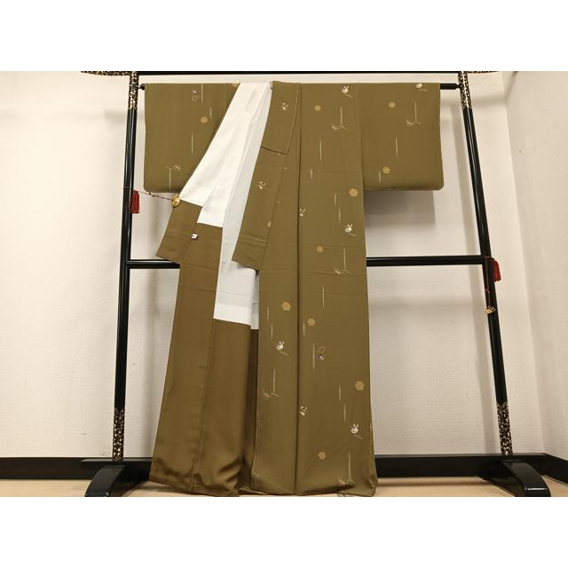 平和屋着物●上質な小紋　雪輪　兎　打ち出の小槌　独楽　正絹　逸品　未使用　AABF8094ph_2