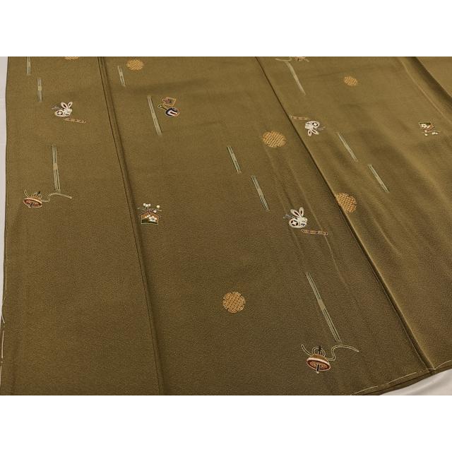 平和屋着物●上質な小紋　雪輪　兎　打ち出の小槌　独楽　正絹　逸品　未使用　AABF8094ph_3