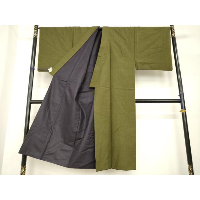 平和屋着物○男性 紬 アンサンブル 色無地 璃寛茶色 正絹 逸品 AABF8165ck