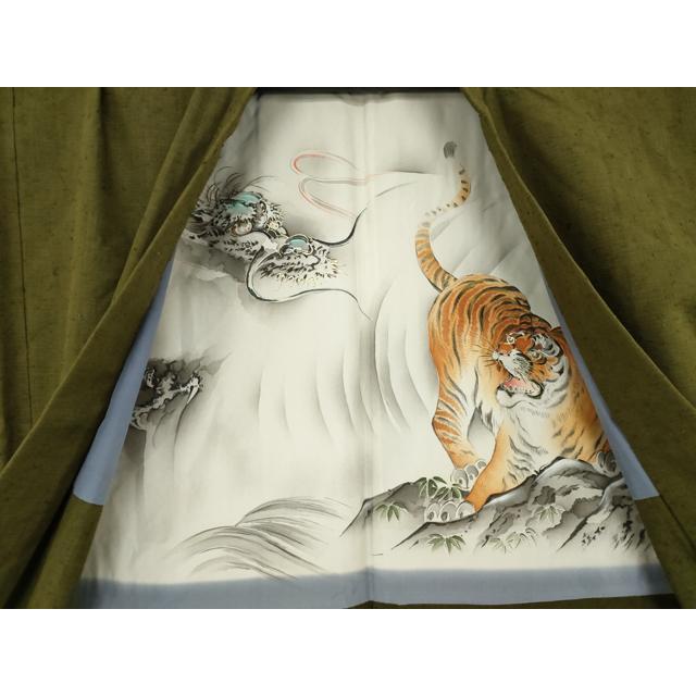 平和屋着物○男性 紬 アンサンブル 色無地 璃寛茶色 正絹 逸品 AABF8165ck