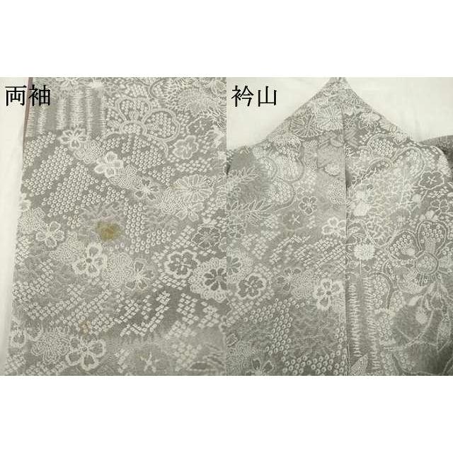 平和屋着物▽山岡古都・古都染人　染織美術品　薬墨染　天目織　お召　単衣　松竹梅　ほていや扱い　反端付き　正絹　逸品　AABH5580jh 平和屋着物○山岡古都・古都染人 染織美術品 薬墨染 天目織 お召 草花