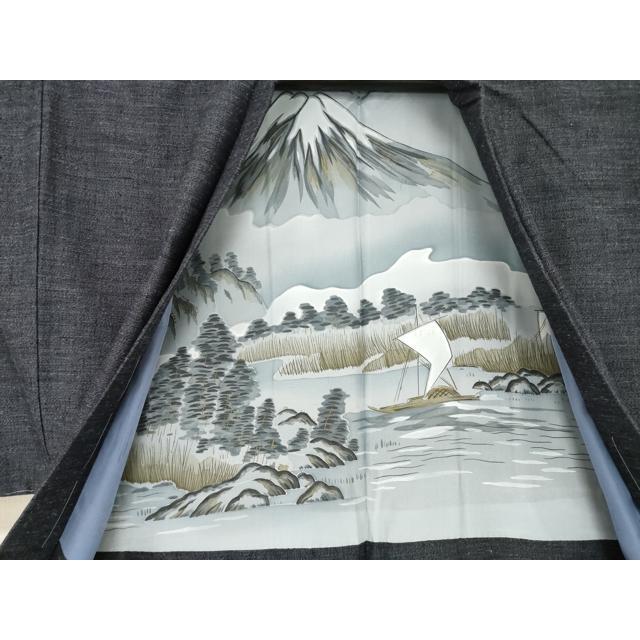 平和屋着物○男性 結城紬 アンサンブル 杢 正絹 逸品 未使用