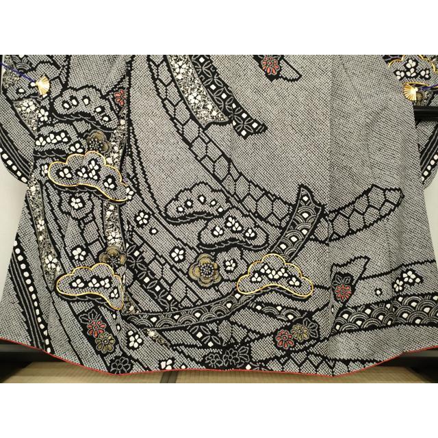 平和屋着物○豪華振袖 総絞り 駒刺繍 吉祥松文 正絹 逸品 AABF8233ck