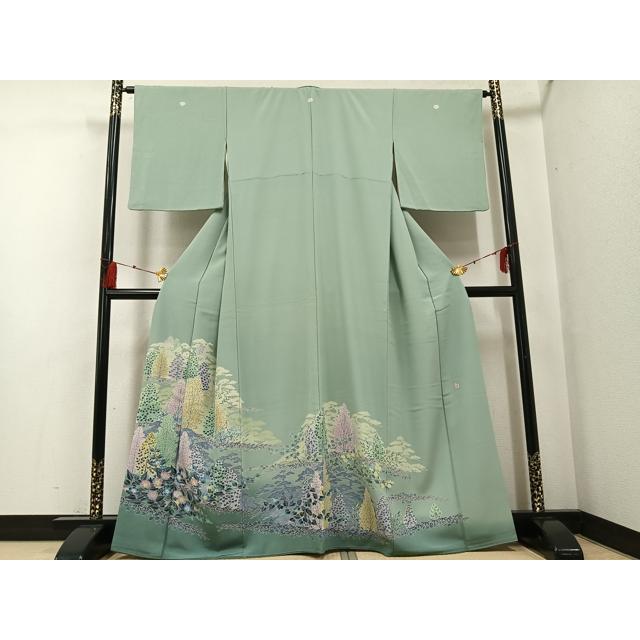 平和屋着物○本加賀友禅作家 毎田健治 色留袖 草花文 暈し染め 正絹