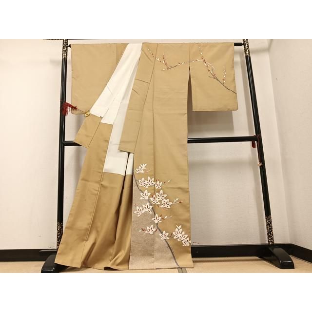 平和屋着物○日本工芸会正会員 京友禅作家 清水光美 訪問着 紬地 枝花