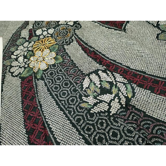 平和屋着物○豪華振袖 総絞り 駒刺繍 吉祥草花文 金彩 正絹 逸品