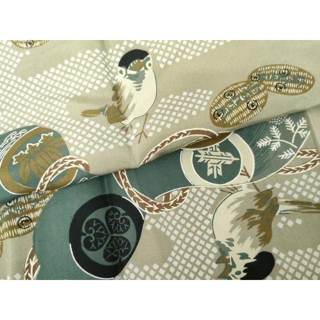 平和屋着物○男性 長襦袢 無双仕立て 瓢箪に雀 正絹 逸品 AABF9141cs