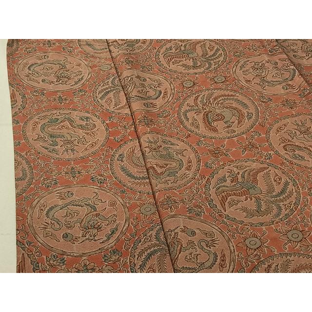 平和屋着物▽上質な小紋　単衣　花鳥丸文　龍　正絹　逸品　AABF9202jh