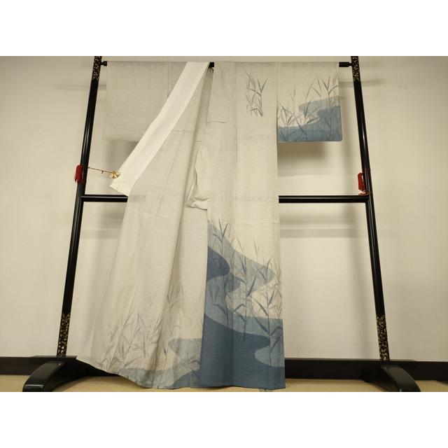 平和屋着物＊夏物　訪問着　絽　流水枝葉文　正絹　逸品　AABF9423jd_1