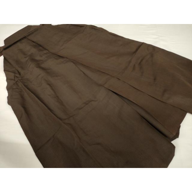 袴 未使用品 正絹 馬乗り袴 焦げ茶 袴単品】無地｜こげ茶｜L / 成人式 