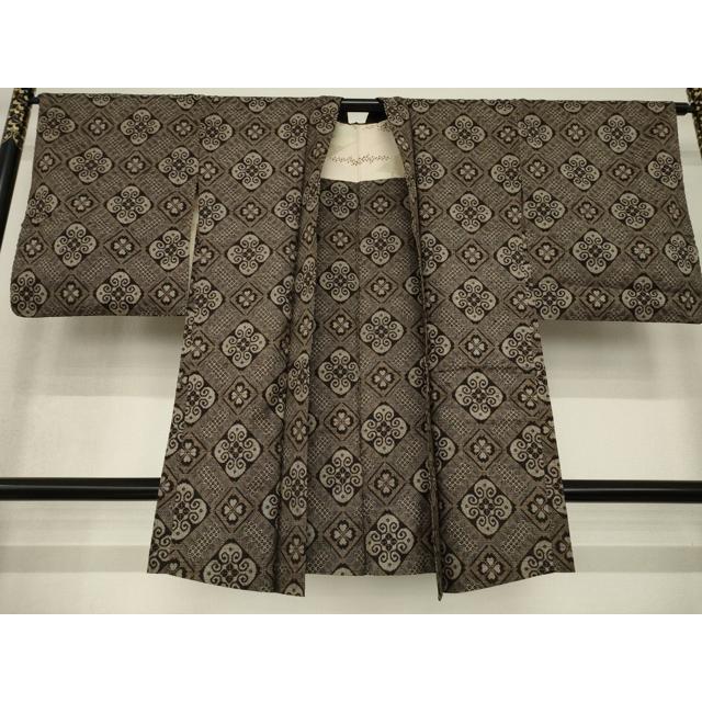 平和屋着物●男性　本場大島紬　龍郷絣　アンサンブル　花菱文　正絹　逸品　AABF9671ck 平和屋着物○男性 本場大島紬 龍郷絣 アンサンブル 花菱文 正絹 逸品