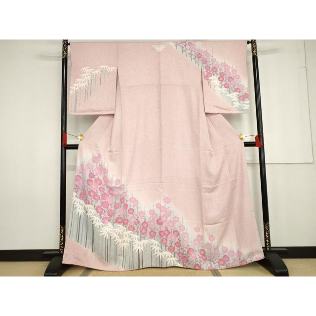 平和屋着物●訪問着　松竹梅文　たたき染め　高島屋扱い　正絹　逸品　AABG0355cs 平和屋着物○訪問着 松竹梅文 たたき染め 高島屋扱い 正絹 逸品